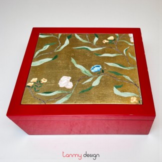 Rectangle lacquer box with flowers 29*35*H14 cm ( different colors )